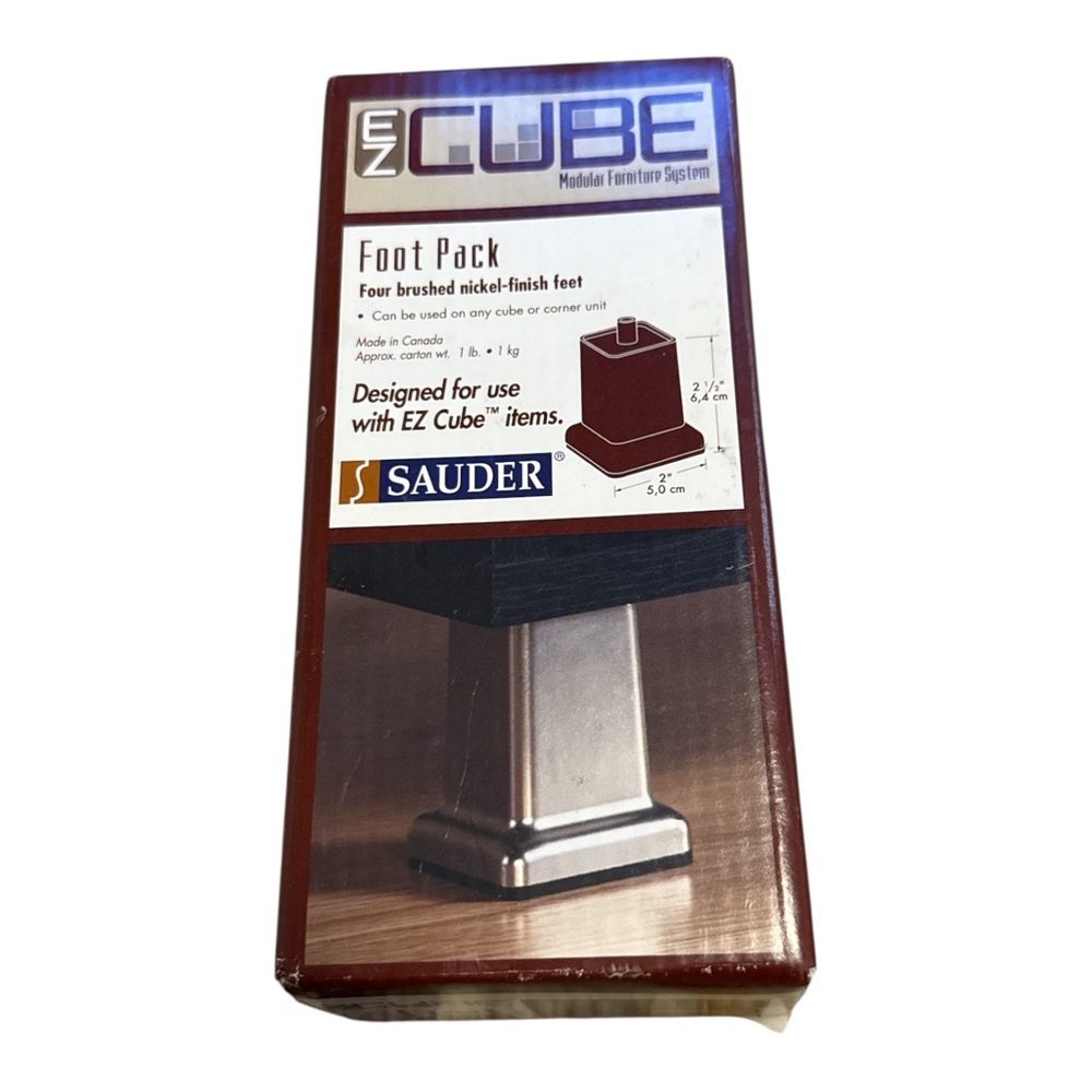 Furniture Feet Sauder EZ Cube Foot Pack 400292 Brushed Nickel Set of 4